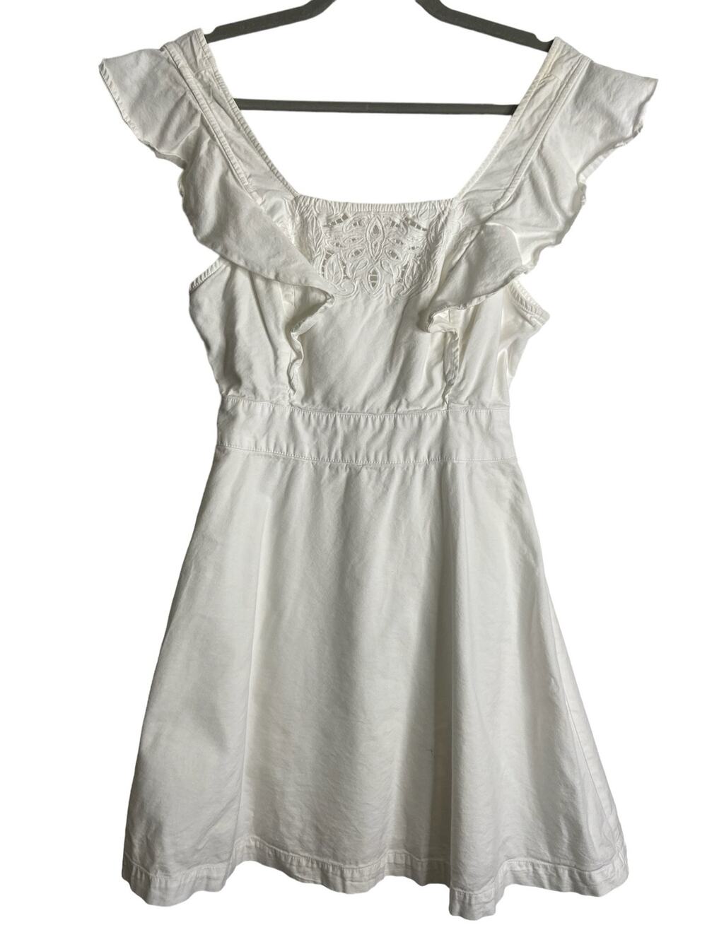 BCBGeneration Swing Mini Dress Ruffle Trim Squared Neck Tie Back Summer Party 4